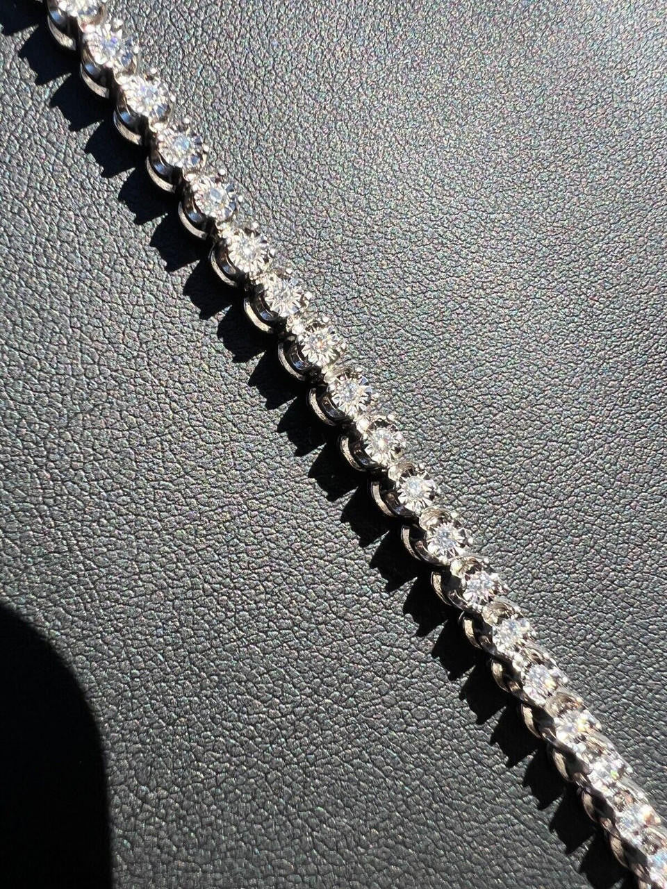3mm White Gold Moissanite Diamond Tennis Bracelet Illusion Setting