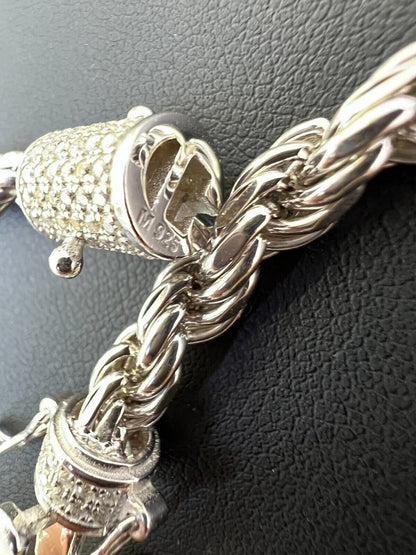 6mm Rope Chain Necklace Solid 925 Sterling Silver Iced 1ct MOISSANITE Lock