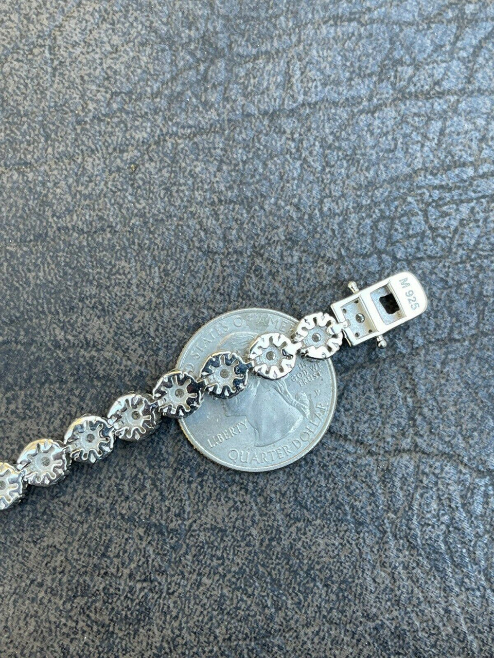 White Gold Clustered Diamond Tennis Bracelet, 7mm Moissanite Diamond ,925 Sterling Silver wristlet