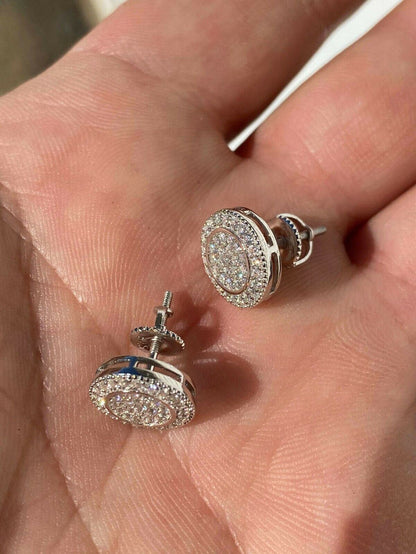 Real 925 Silver Iced Moissanite Hip Hop Men's Earrings Studs Pass Diamond Tester