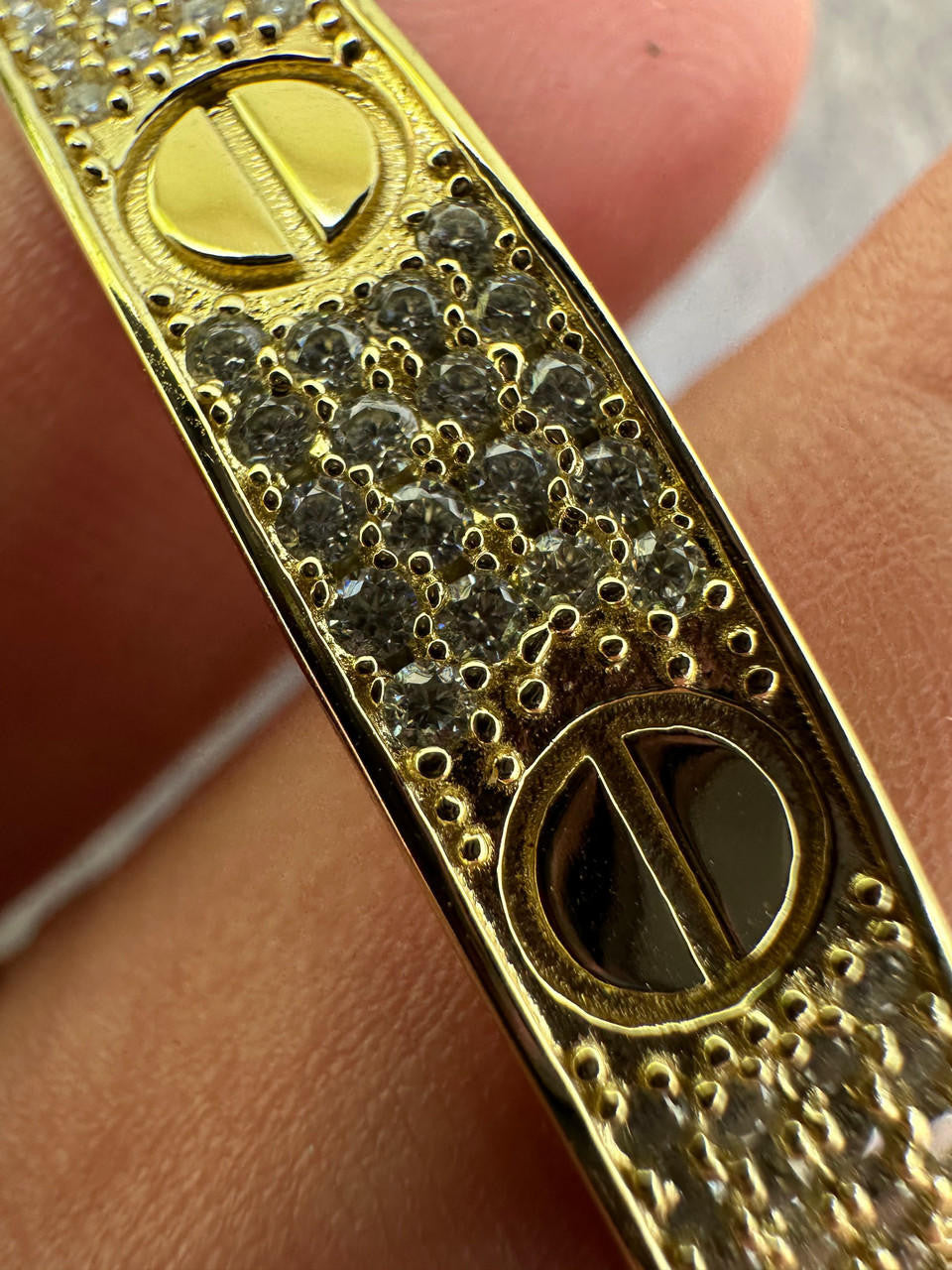 MOISSANITE Vermeil 14k Gold Over 925 Silver Bangle Bracelet Unisex
