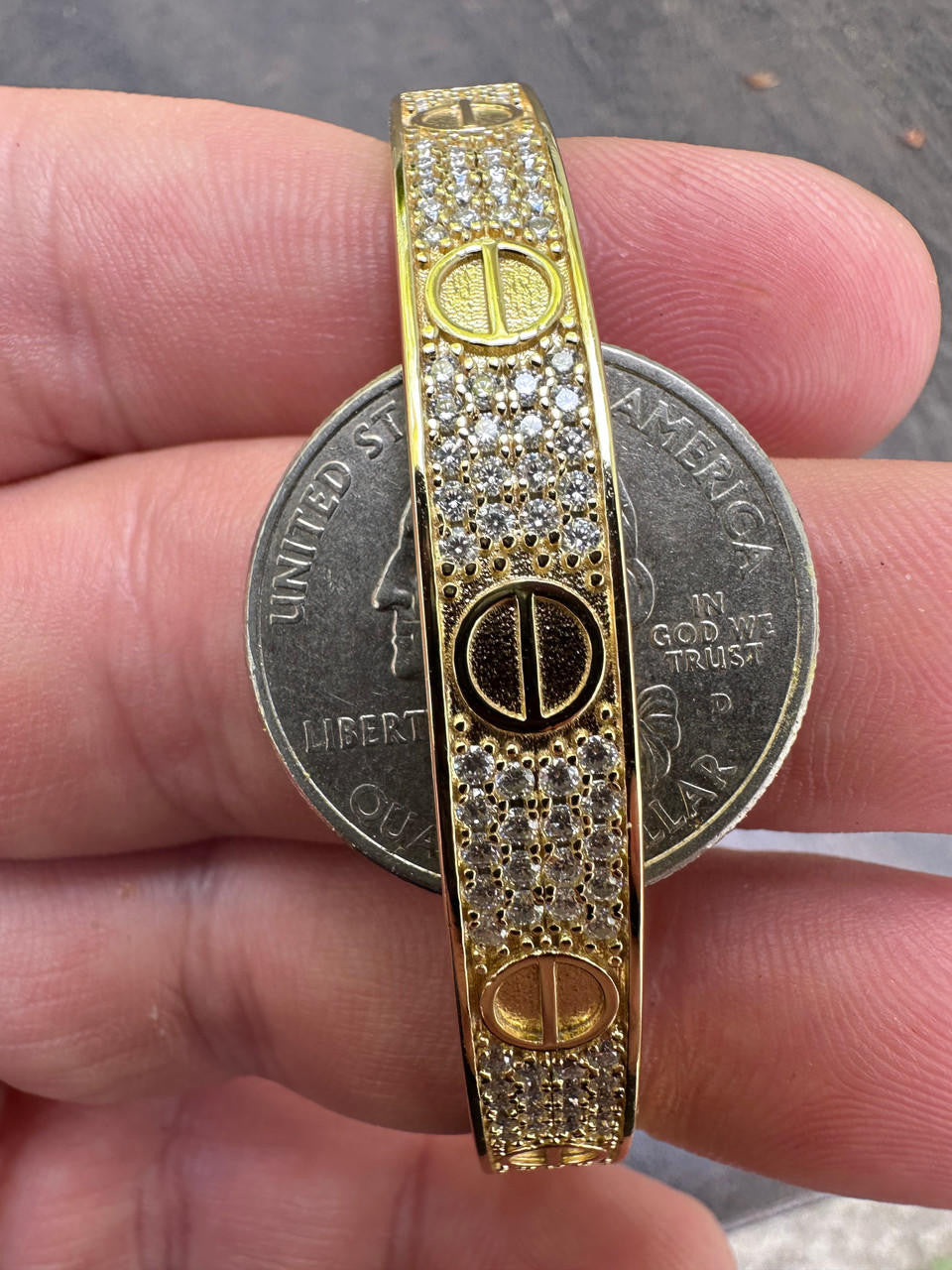 MOISSANITE Vermeil 14k Gold Over 925 Silver Bangle Bracelet Unisex