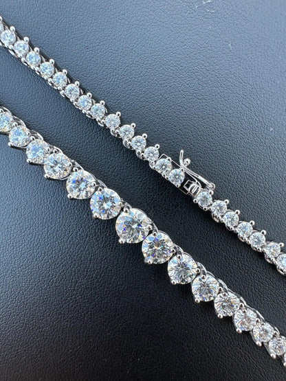 Iced MOISSANITE Riviera 3-7mm Graduated Prong Tennis Chain Necklace - VVS D Color