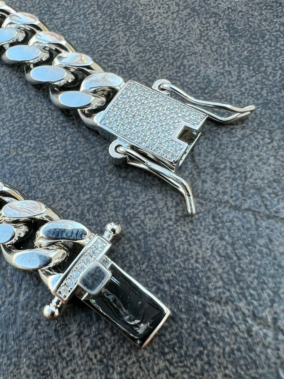 Vermeil Miami Cuban Link Bracelets Solid 925 Silver MOISSANITE Lock