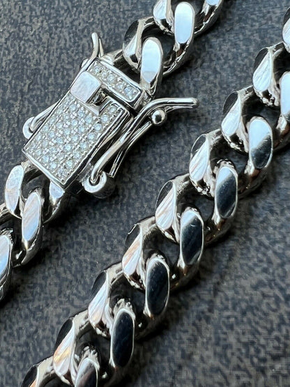 Vermeil Miami Cuban Link Bracelets Solid 925 Silver MOISSANITE Lock