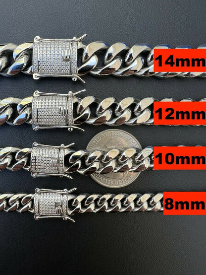 Real Miami Cuban Link Chain Bracelet Iced MOISSANITE Clasp Passes Diamond Tester