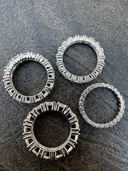 Moissanite Eternity Band Wedding Ring Passes Diamond Tester 925 Silver (2-5mm)
