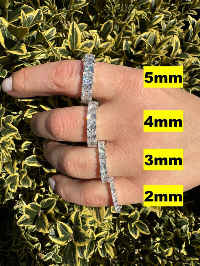 Real Princess Cut Moissanite Eternity Band Wedding Ring 925 Silver 2-5mm Square