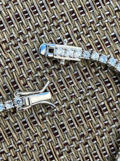 2mm White Gold Moissanite Diamond Micro Tennis Bracelet 925 Sterling Silver