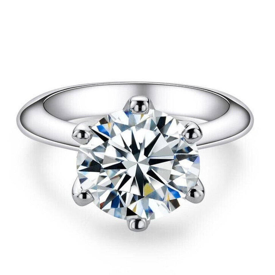 Real SolId 14k White Gold 2ct 8mm VVS D Moissanite Engagement Solitaire Ring