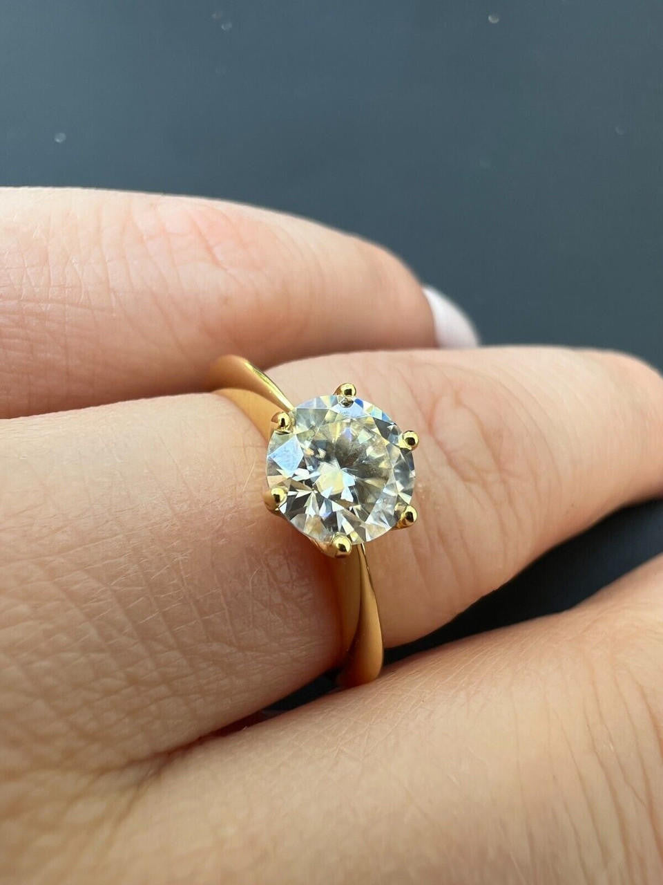Solid 14kt Yellow Gold 2ct 8mm VVS D Moissanite Engagement Solitaire Ring