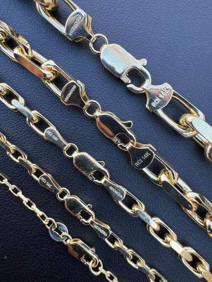 Real Solid 14k Yellow Gold Hermes Rolo Link Chain Necklace Bracelet 1.5mm-6mm