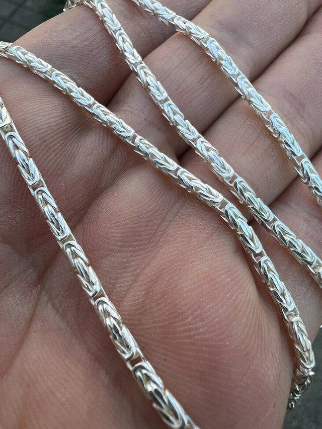 Real Solid 925 Sterling Silver Byzantine Rope Chain Necklace 2mm 16-30"