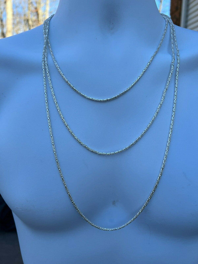 Real Solid 925 Sterling Silver Byzantine Rope Chain Necklace 2mm 16-30"