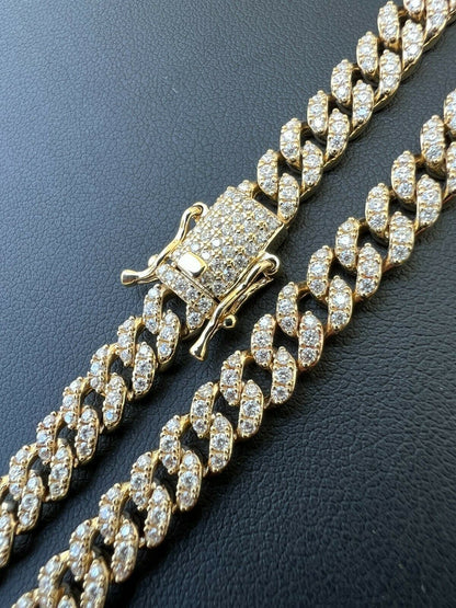 Real Solid 10k Gold Iced MOISSANITE 6mm Miami Cuban Chain