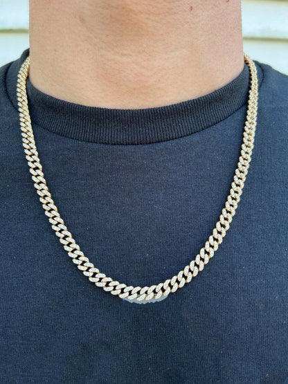 Real Solid 10k Gold Iced MOISSANITE 6mm Miami Cuban Chain