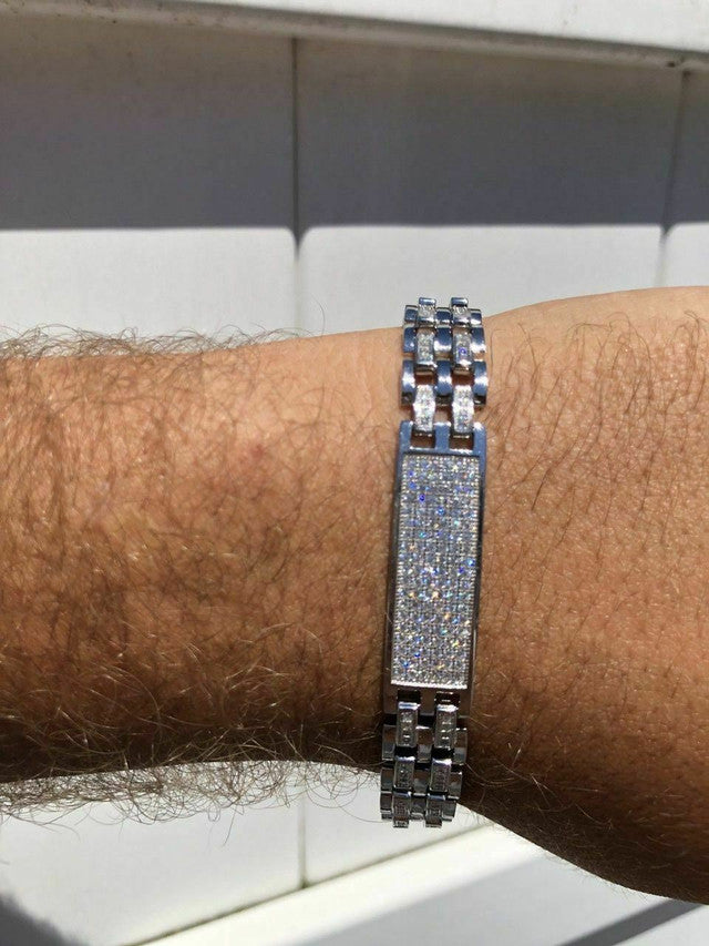 Solid 925 Silver Diamonds Real Iced Hop Men’s Presidential Bracelet Custom