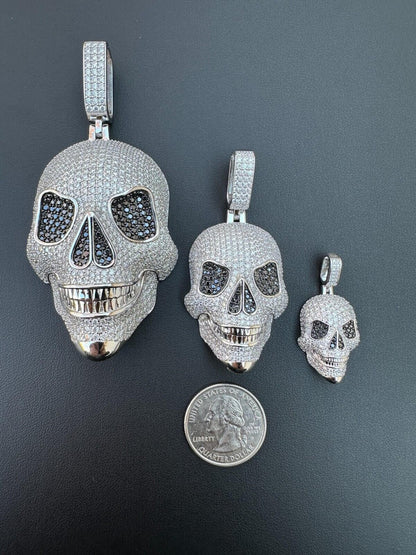 Three Different Sizes of 14k White Gold Skull Pendants