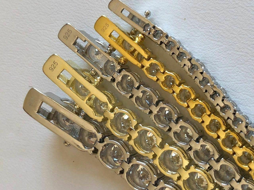 14K Yellow Gold Tennis Single-Row Iced-out Diamond Bracelet VVS Moissanite 925 Sterling Silver Bracelet