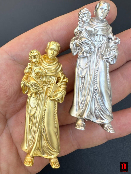 3D St Joseph Baby Jesus Pendant Heavy 14k Gold or White Gold Plated 925 Sterling Slver Pendant