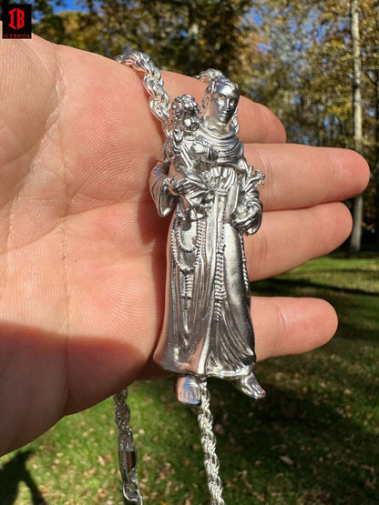 3D St Joseph Baby Jesus Pendant Heavy 14k Gold or White Gold Plated 925 Sterling Slver Pendant