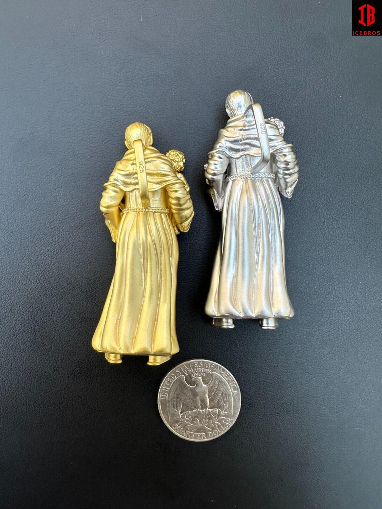 3D St Joseph Baby Jesus Pendant Heavy 14k Gold or White Gold Plated 925 Sterling Slver Pendant
