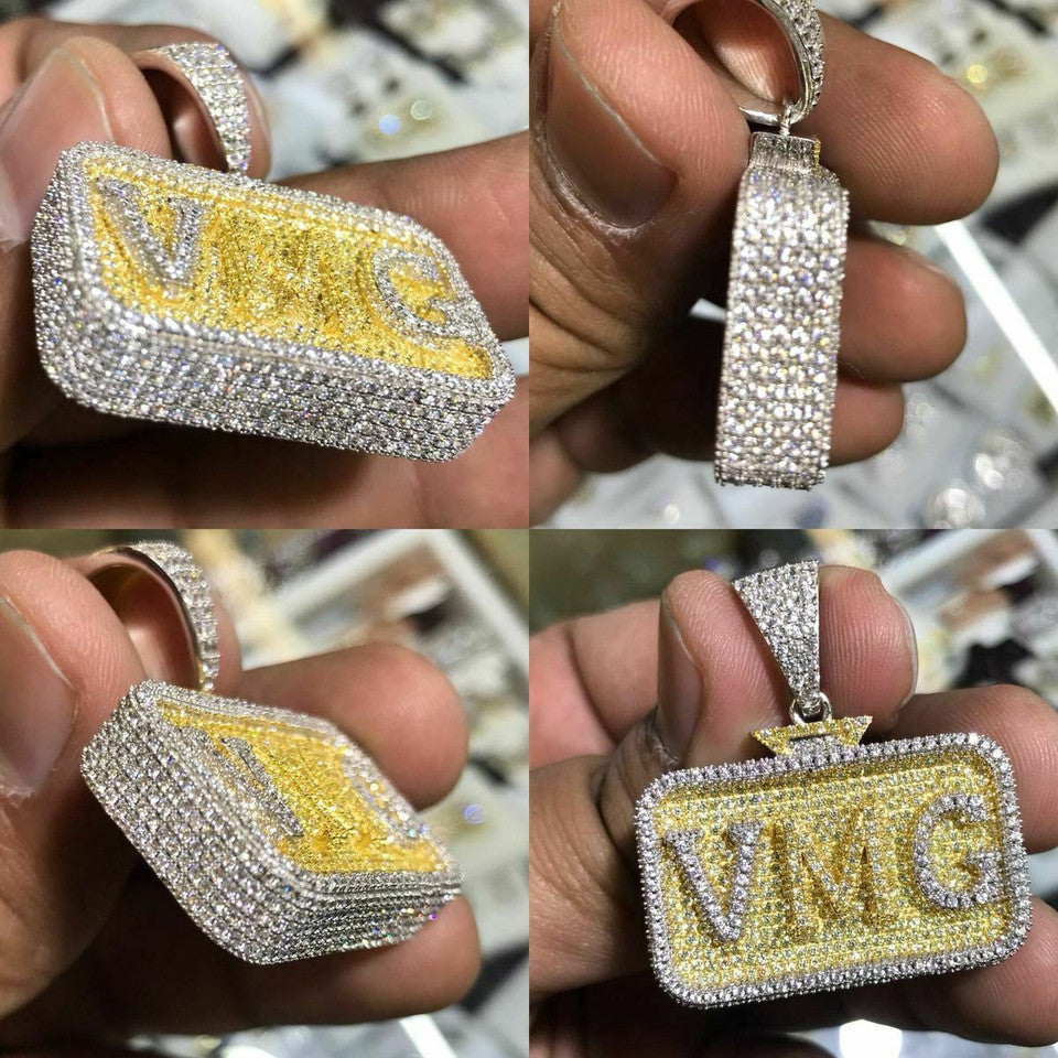 Custom Made Iced Hip Hop Out Pendant Ring Necklace Any Logo Or Design Jewelry