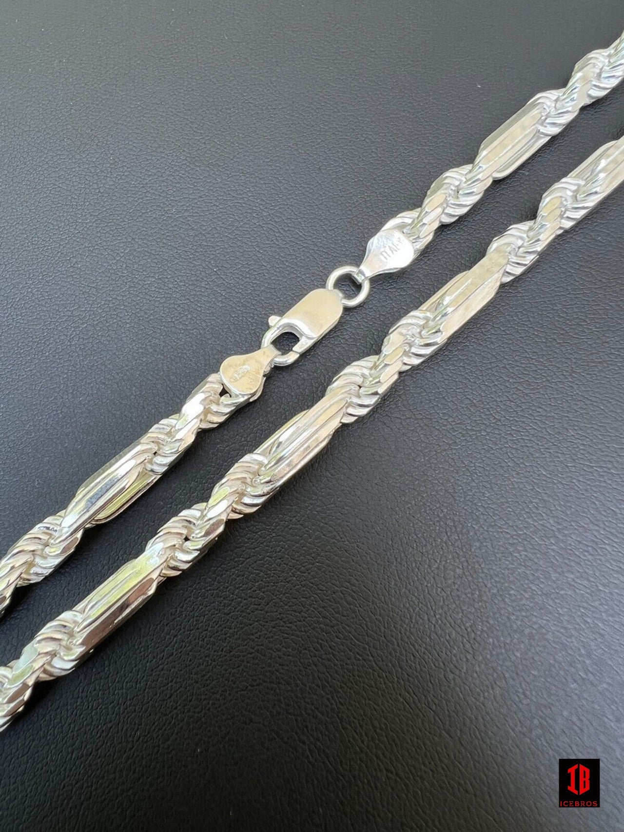 Men's FigaRope Link Real Solid 925 Sterling Silver Bracelet Milano (6mm)