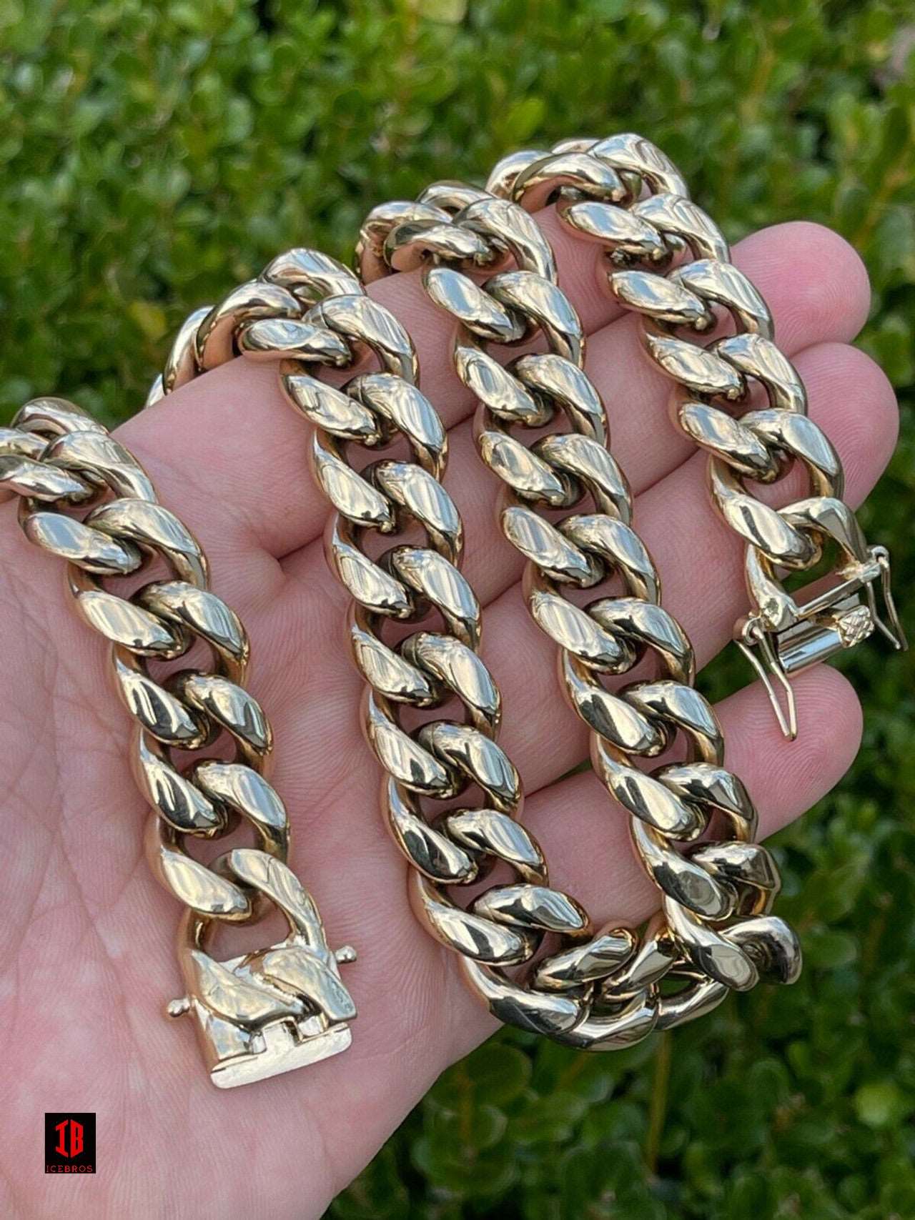 New 18k store yellow gold cuban link bracelet 16mm thick