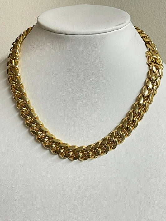 Miami Cuban CHOKER Chain Solid 18k Gold Over Stainless Steel Mens Womens 18" 20"