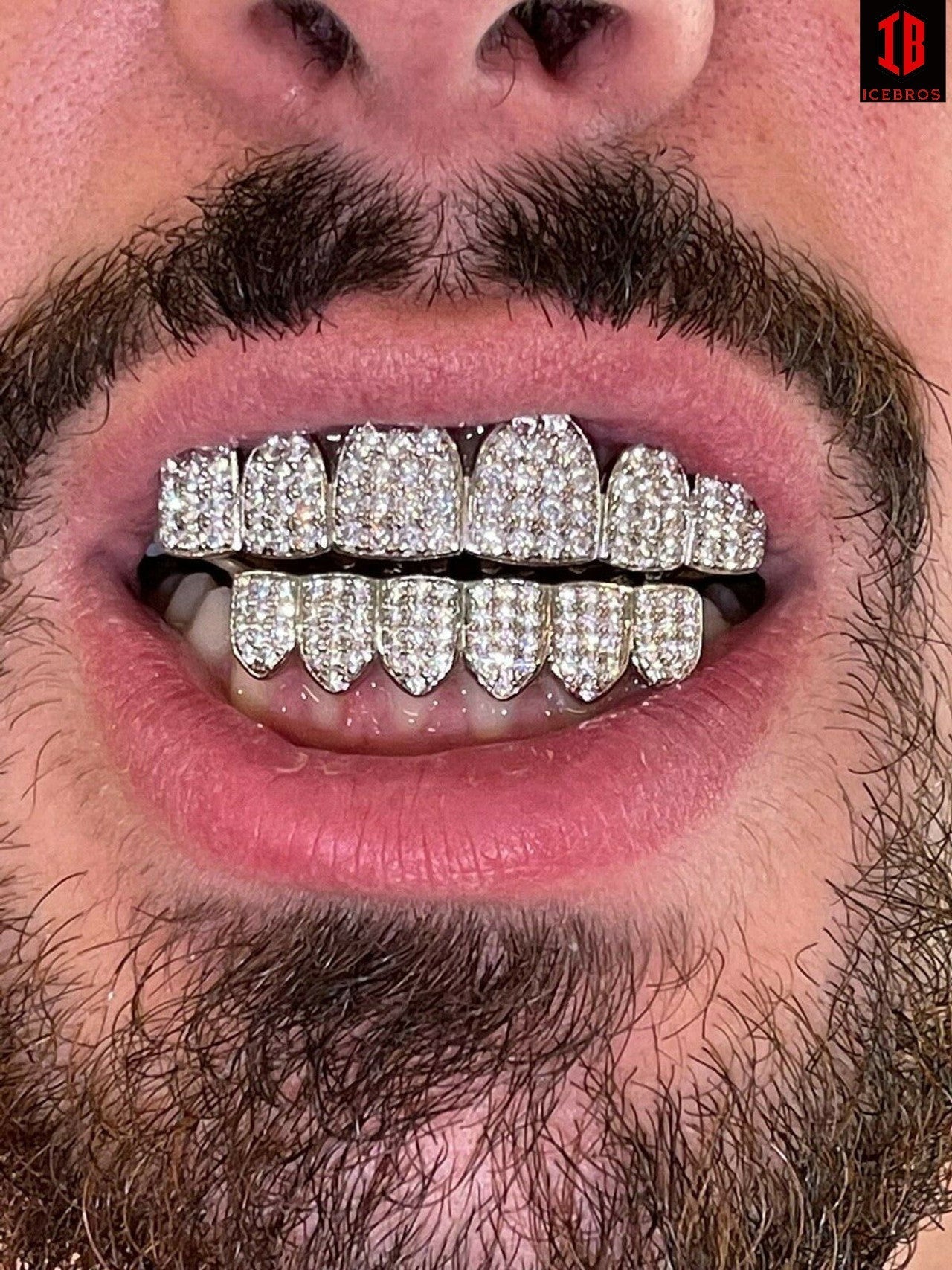 10k 14k MOISSANITE GRILLZ Passes Diamond Test Teeth Top & Bottom Hip Hop 925 Silver Iced