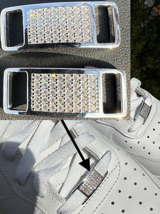 Iced Solid 925 Sterling Silver Lace Locks For Sneakers Nike AF1 Jordans Etc