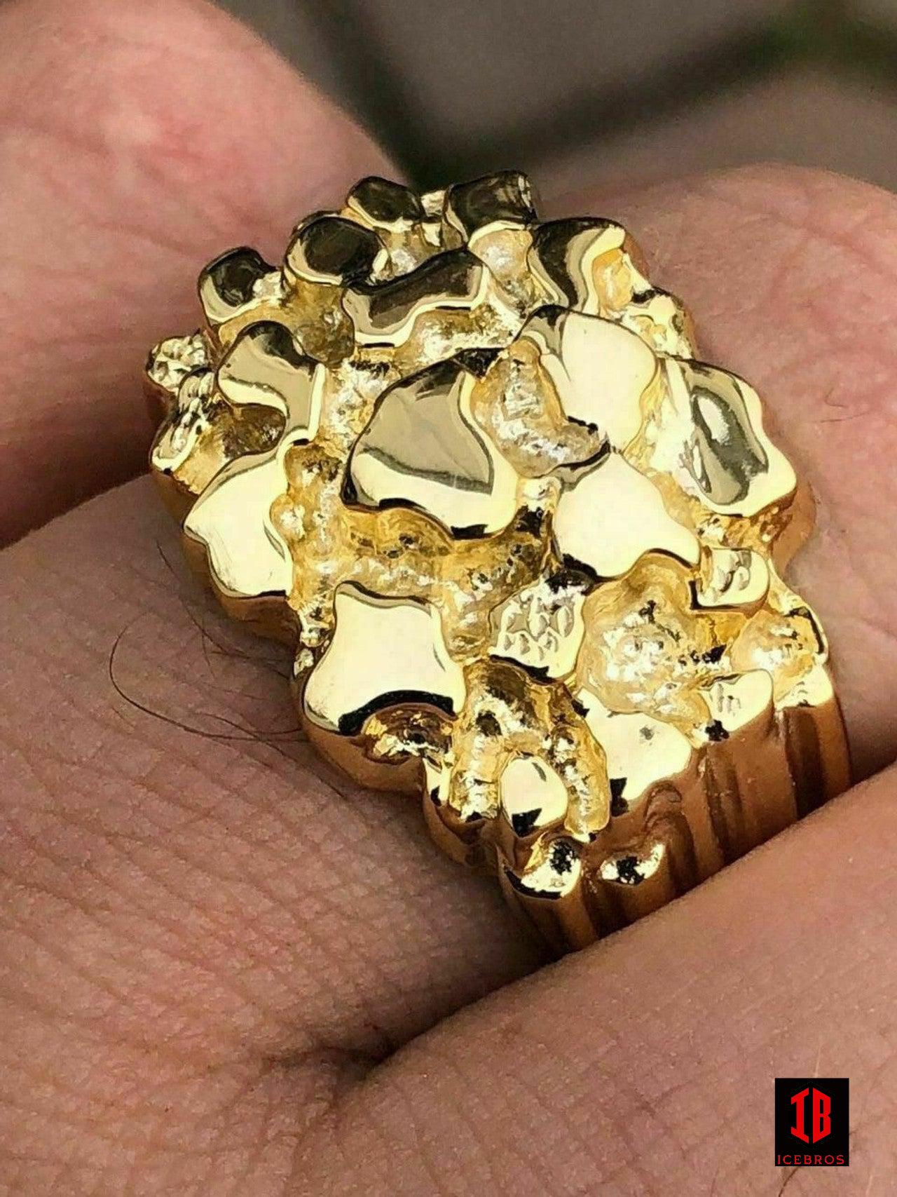 UNISEX Men's Solid 10k Yellow Gold Heavy Nugget Ring 11-13 Grams