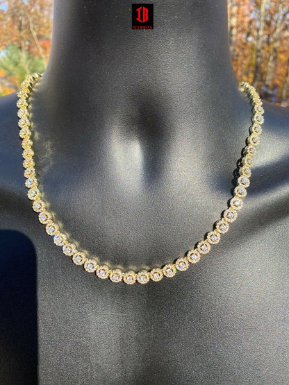 8mm 14k Gold Over Solid 925 Silver Tennis Chain Real Iced Flooded Out cz Diamond Choker