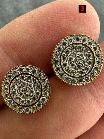 0.8ct VVS CVD Real Diamond Men's Solid 14k Yellow Gold Iced Hip Hop Round Earrings