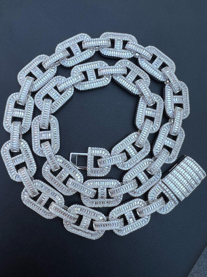 Moissanite Gucci  Mariner Link Chain in White Gold  14MMM