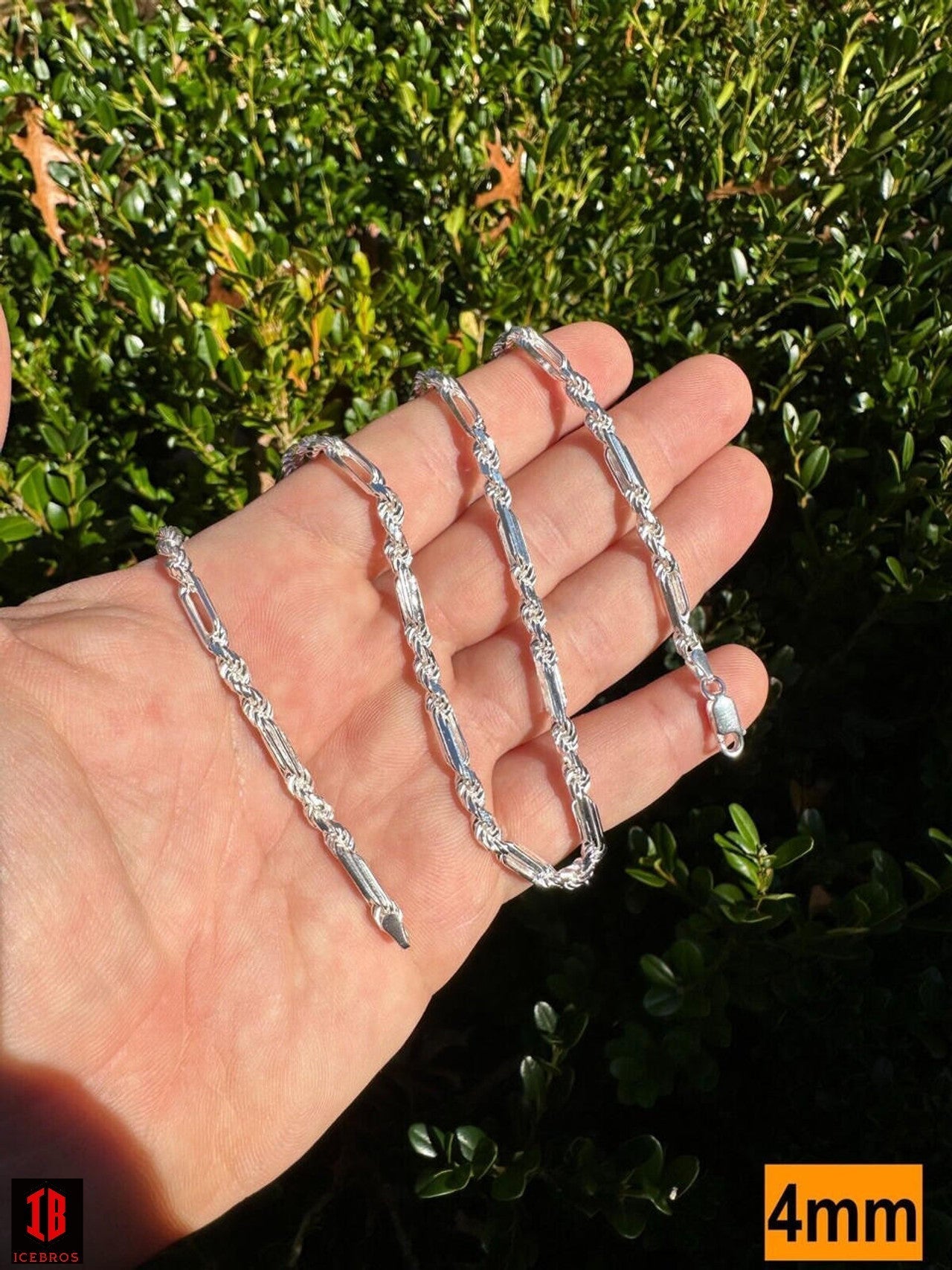 925 Sterling Silver deals 28in 4mm Diamond-Cut Figaro Chain