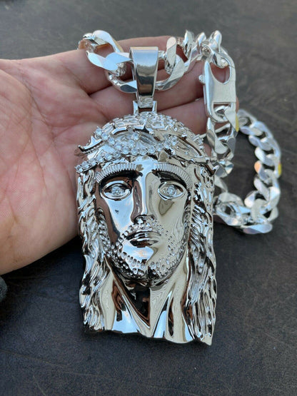 LARGE ICED MOISSANITE 925 Sterling Silver Hip Hop Men's Jesus Piece Pendant