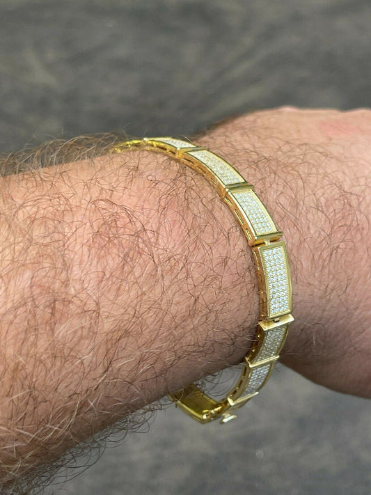14k Gold Custom Presidential cuff tennis Link Moissanite Bracelet 8.5mm