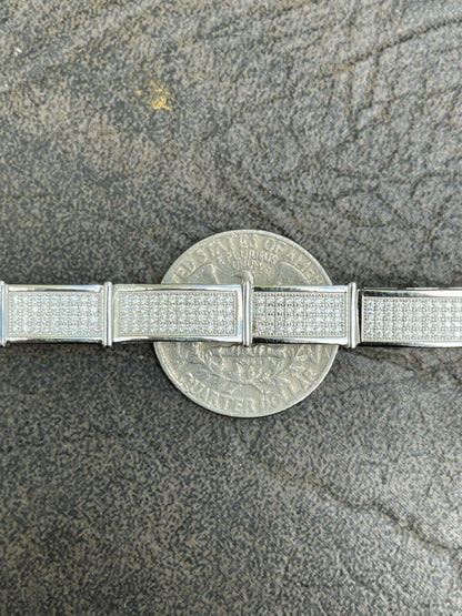 White Gold Custom Presidential cuff tennis Link Bracelet 8.5mm