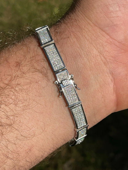 White Gold Custom Presidential cuff tennis Link Bracelet 8.5mm