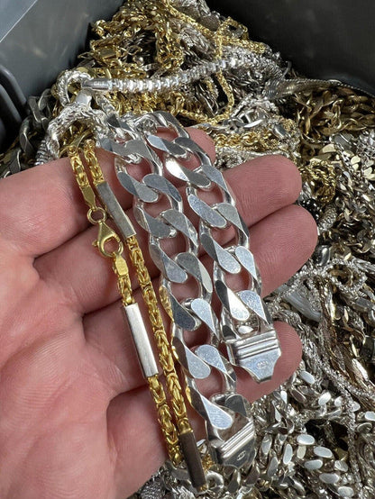 Italian 925 Sterling Silver Chains/Bracelets For Repair Repolish Scrap Melt