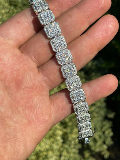 11mm Moissanite Diamond Square Tennis Bracelet in White Gold