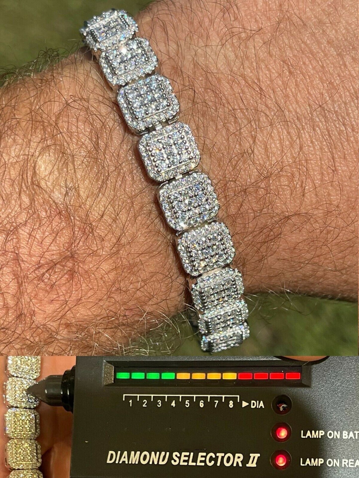 11mm Moissanite Diamond Square Tennis Bracelet in White Gold