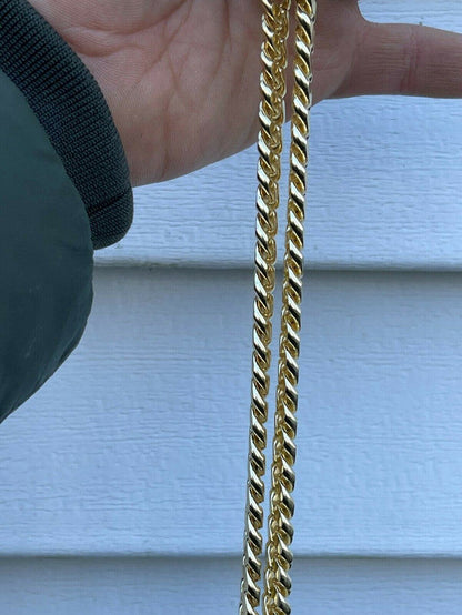 Men's Miami Cuban Link Chain 14k Gold Vermeil Solid 925 Silver Box Clasp 10mm