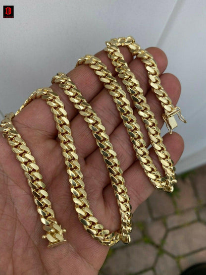 10k Men's Women's Real HEAVY Yellow Gold Miami Cuban Link Chain Box Lock Necklace 3mm-8.25mm