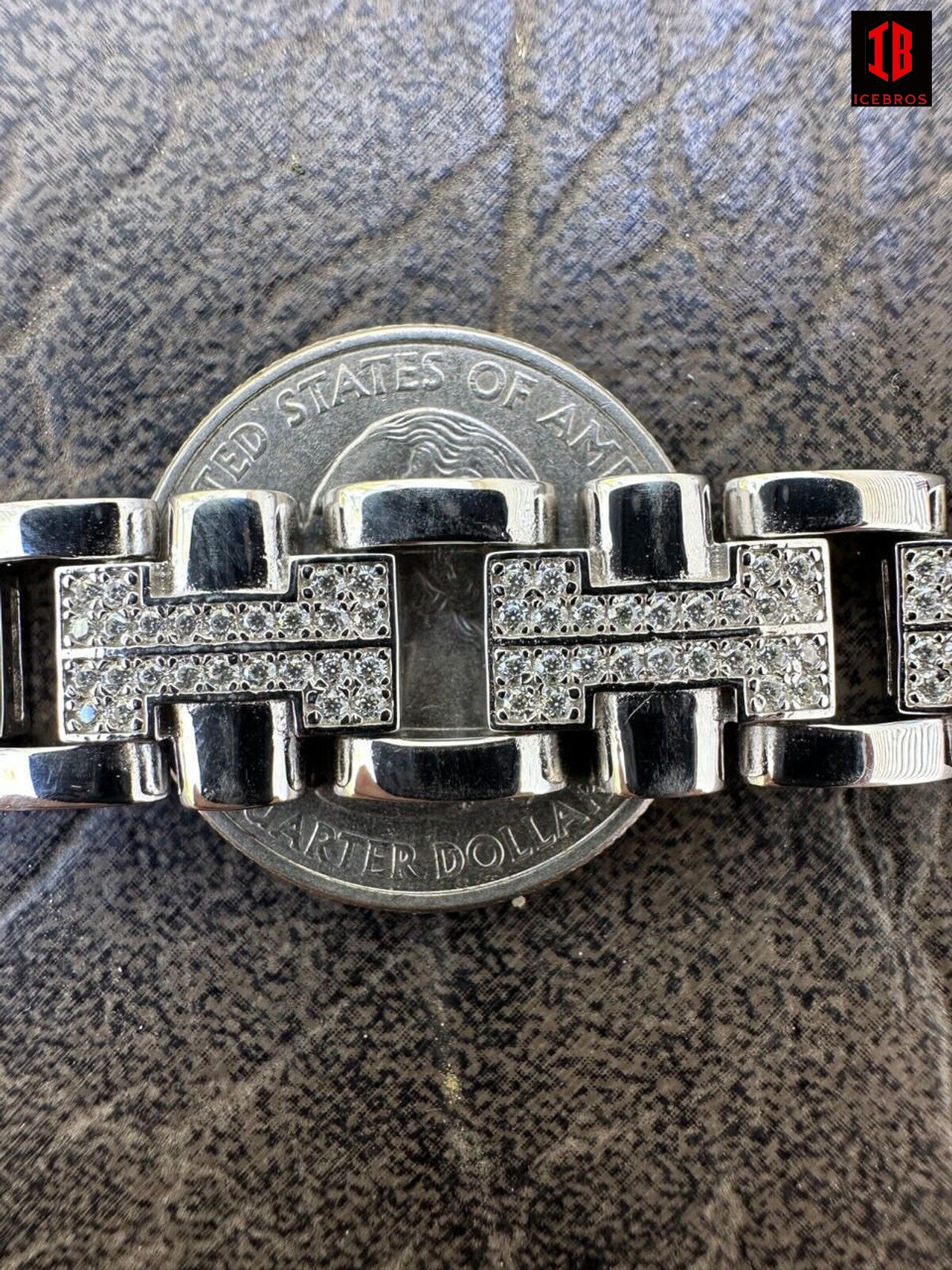 Men's 12mm H Link Bracelet 14k Gold Over 925 Sterling Silver