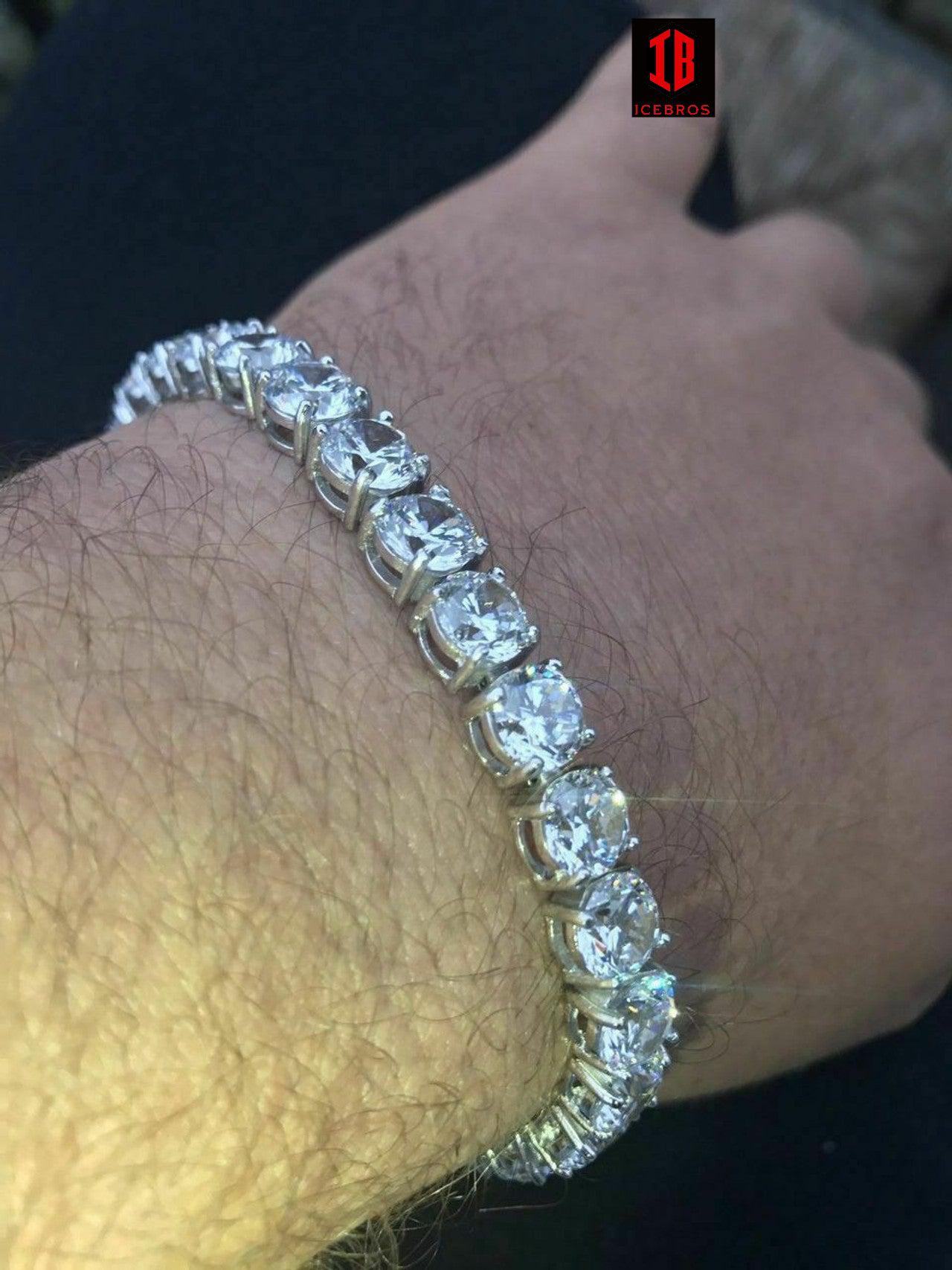 Men's Women's CZ Tennis Bracelet 14k Gold SOLID 925 Sterling Silver ITALY Single Row Diamond