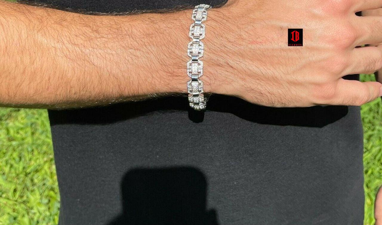 White Gold Custom Link Moissanite Diamond Tennis Bracelet 11mm