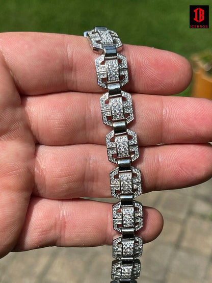 White Gold Custom Link Moissanite Diamond Tennis Bracelet 11mm